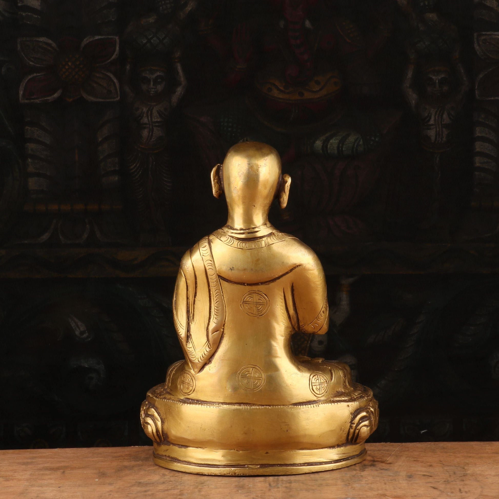 Brass Nepali Buddha Statue Sitting On Base For Home Decor Showpiece 8" - Image 5