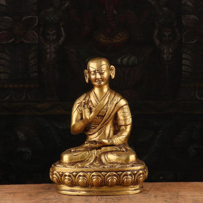 Brass Nepali Buddha Statue Sitting On Base For Home Decor Showpiece 8" by vendor-unknown - Buddha