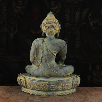 Brass Mediated Buddha Statue Blue Shed Showpiece For Home Decor 13" by vendor-unknown - Buddha (View 5)