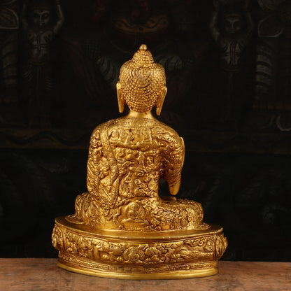Brass Small Buddha Statue Sitting On Base For Home Decor Showpiece 9" by vendor-unknown - Buddha (View 6)