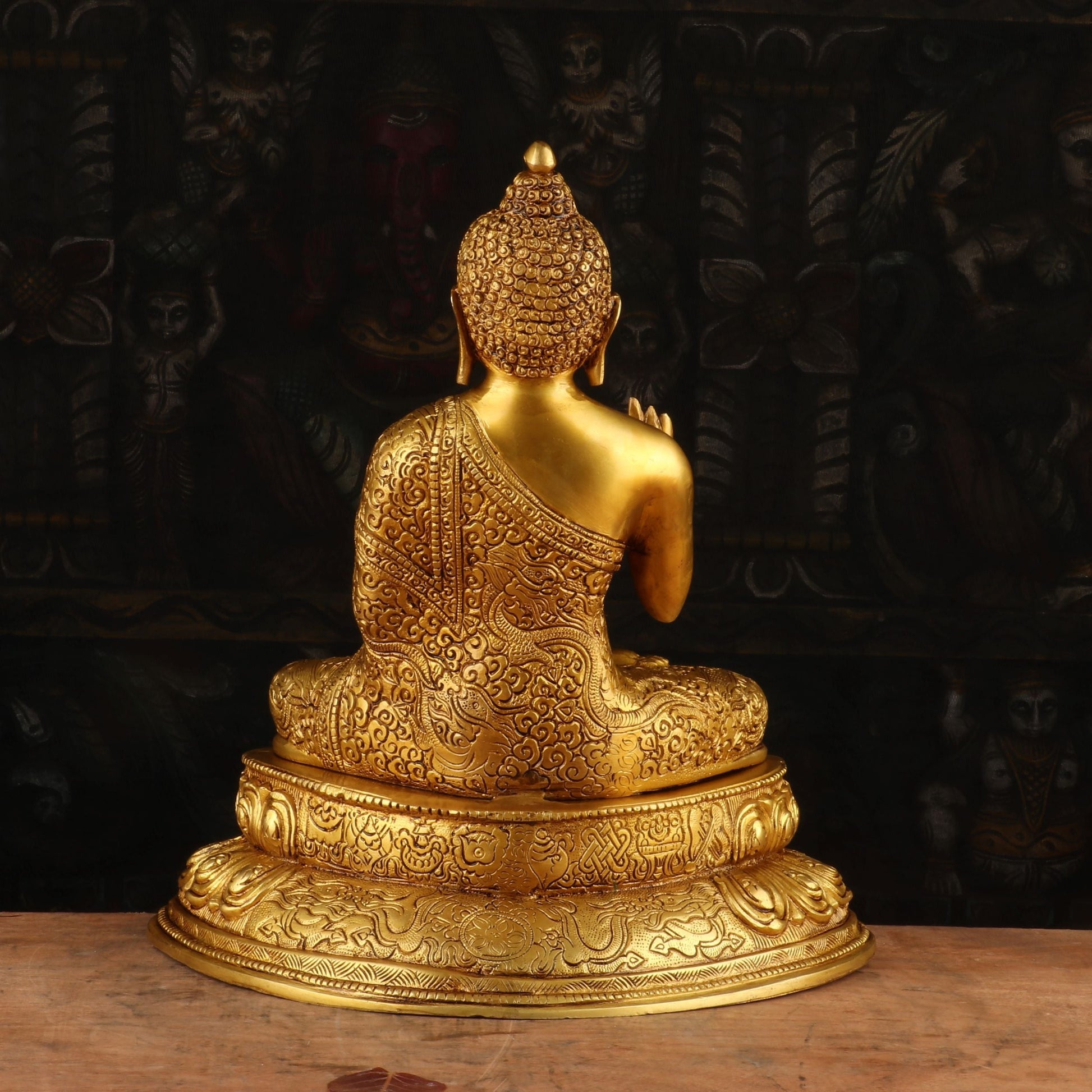 Brass Blessing Buddha Idol 12.5" - Image 6