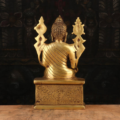 Brass Artistic Buddha Statue Sitting On Base For Home Decor Showpiece 10" by vendor-unknown - Buddha (View 5)