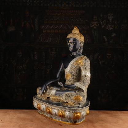 Brass Large Buddha Statue Sitting on Base Antique Finish For Home Decor 2 Feet by vendor-unknown - Buddha (View 4)