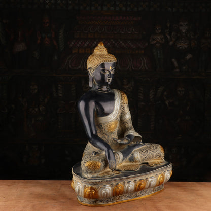 Brass Large Buddha Statue Sitting on Base Antique Finish For Home Decor 2 Feet by vendor-unknown - Buddha (View 5)