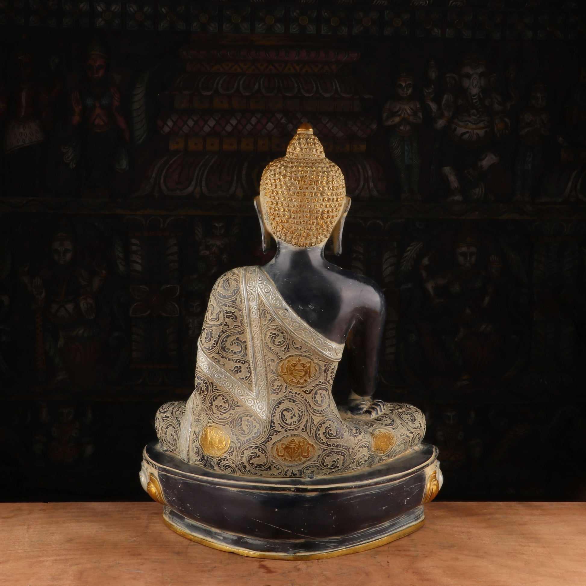 Brass Large Buddha Statue Sitting on Base Antique Finish For Home Decor 2 Feet - Image 6