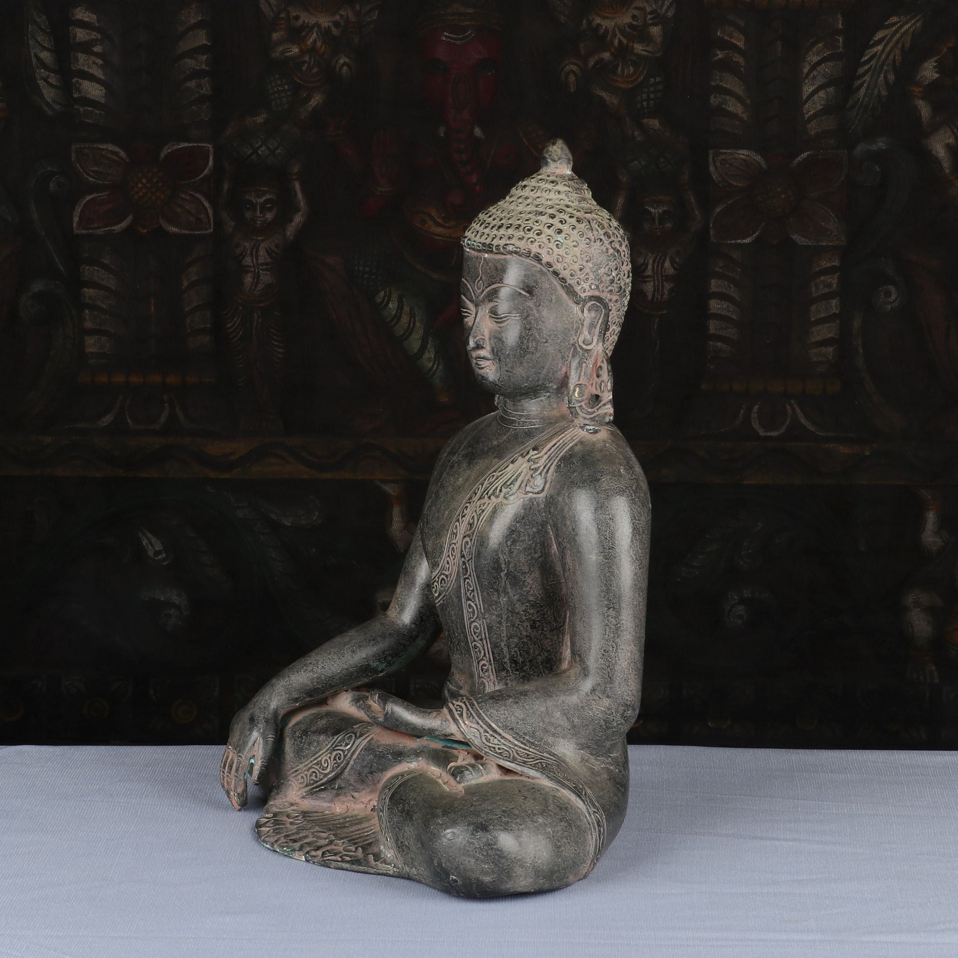 Brass Buddha Statue Antique Finish Showpiece For Home Decor 1 Feet - Image 4