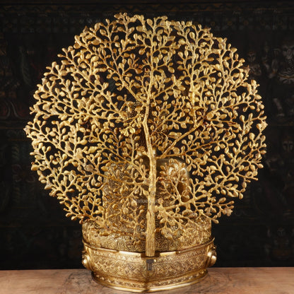 Brass Buddha Statue With Bodhi Tree For Home Decor Showpiece 30" by vendor-unknown - Buddha (View 6)