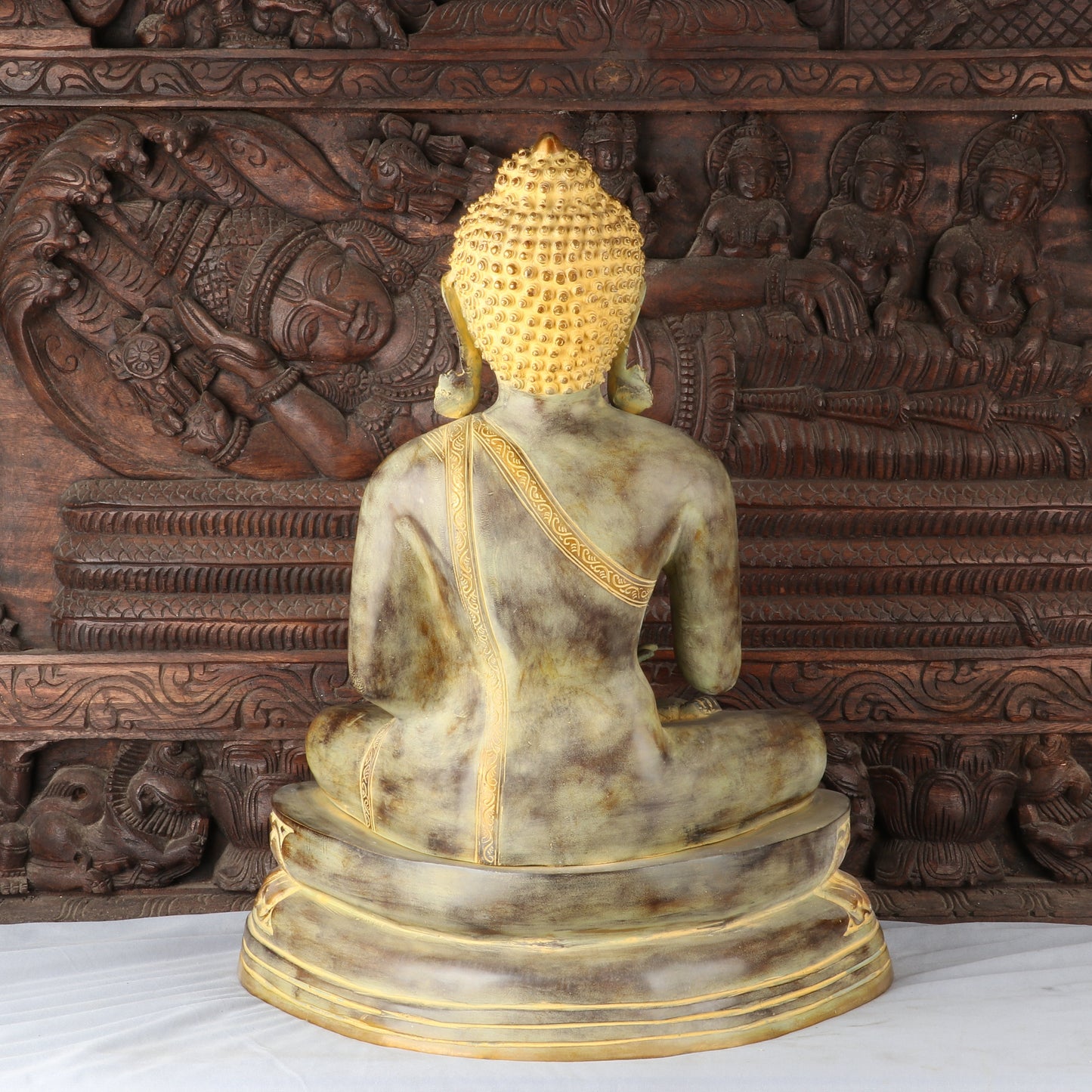 Brass Large Buddha Idol With Base Artistic For Home Decor Showpiece 2 Feet
