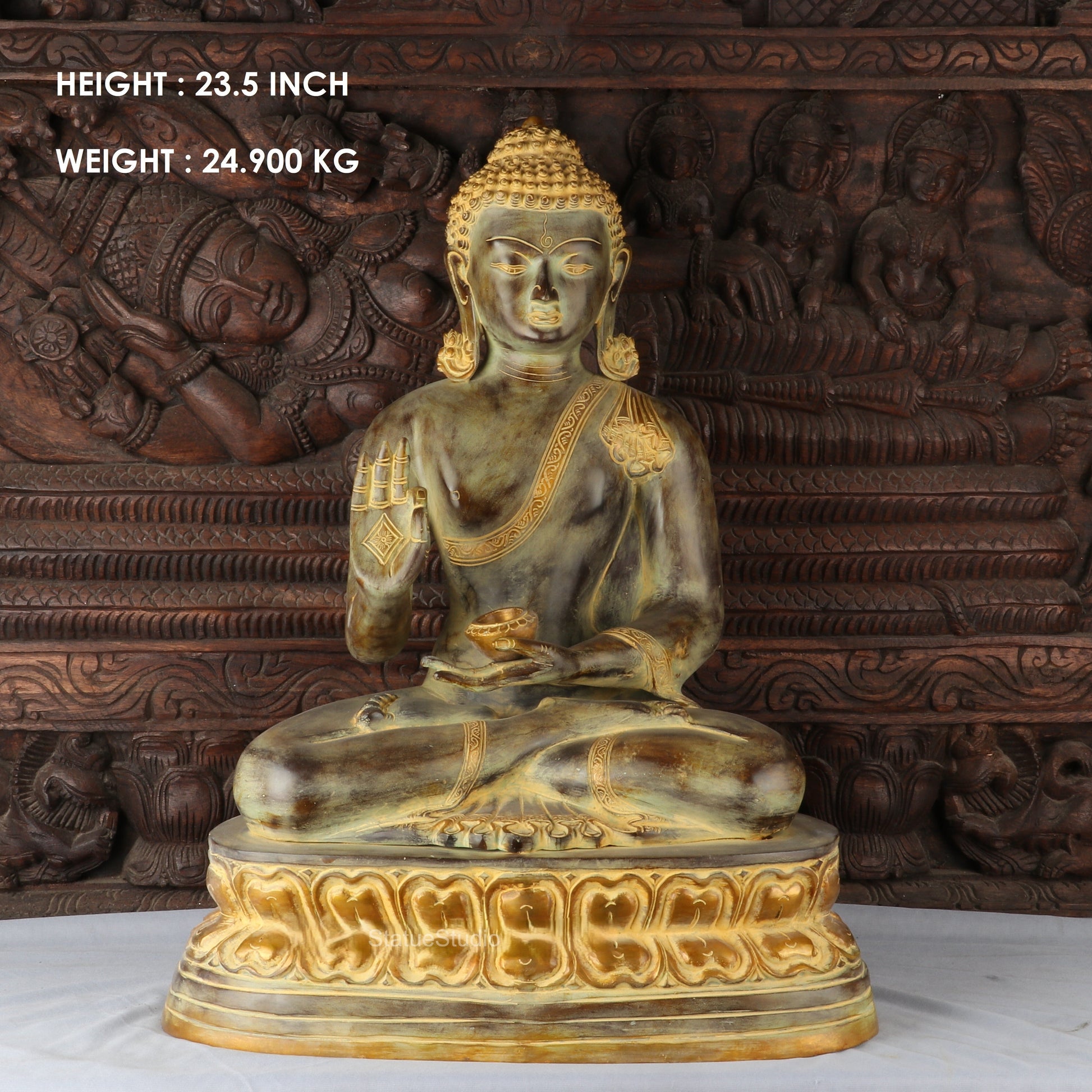 Brass Large Buddha Idol With Base Artistic For Home Decor Showpiece 2 Feet - Image 8