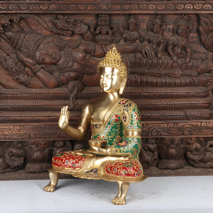 Brass Large Buddha Statue Stone Work For Home Decor Showpiece 20" by vendor-unknown - Buddha (View 4)