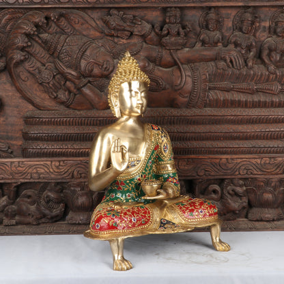 Brass Large Buddha Statue Stone Work For Home Decor Showpiece 20" by vendor-unknown - Buddha (View 3)