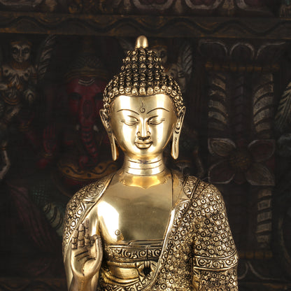 Brass Buddha Idol Antique Finish For Home Decor Showpiece 16" by vendor-unknown - Buddha (View 3)
