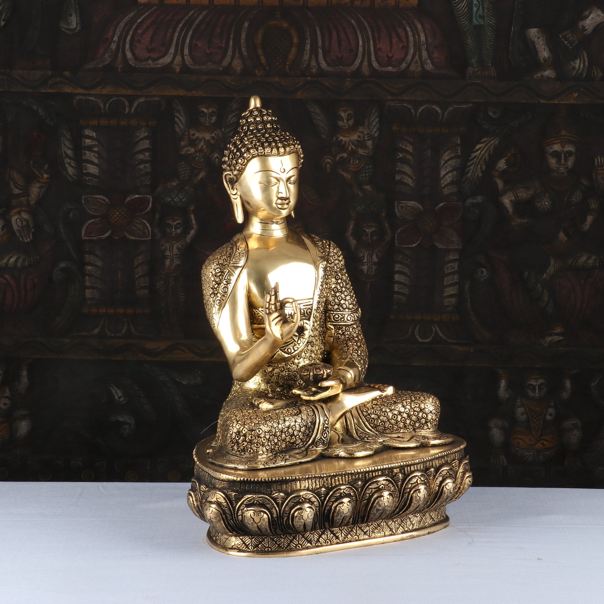 Brass Buddha Idol Antique Finish For Home Decor Showpiece 16" - Image 4