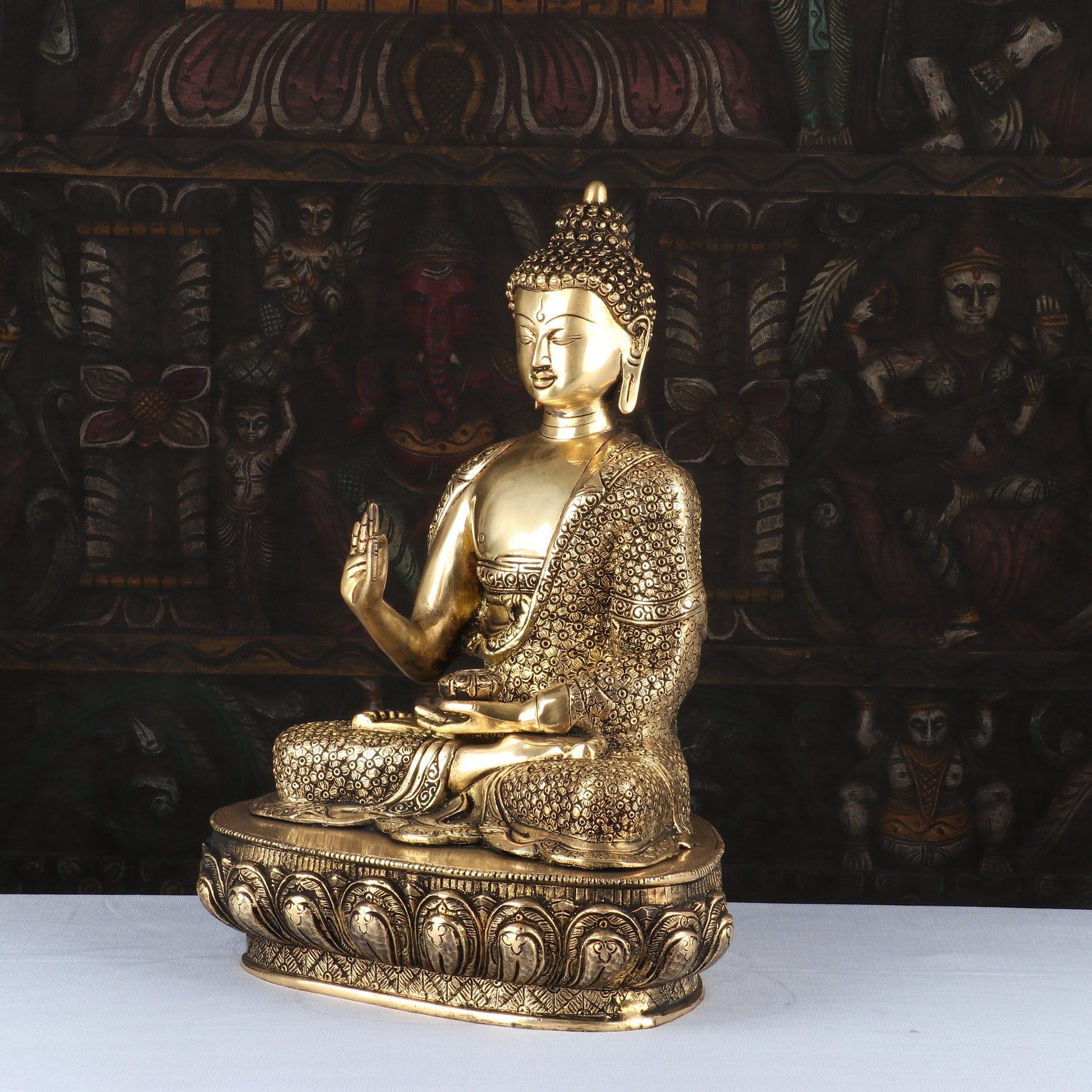 Brass Buddha Idol Antique Finish For Home Decor Showpiece 16" - Image 5