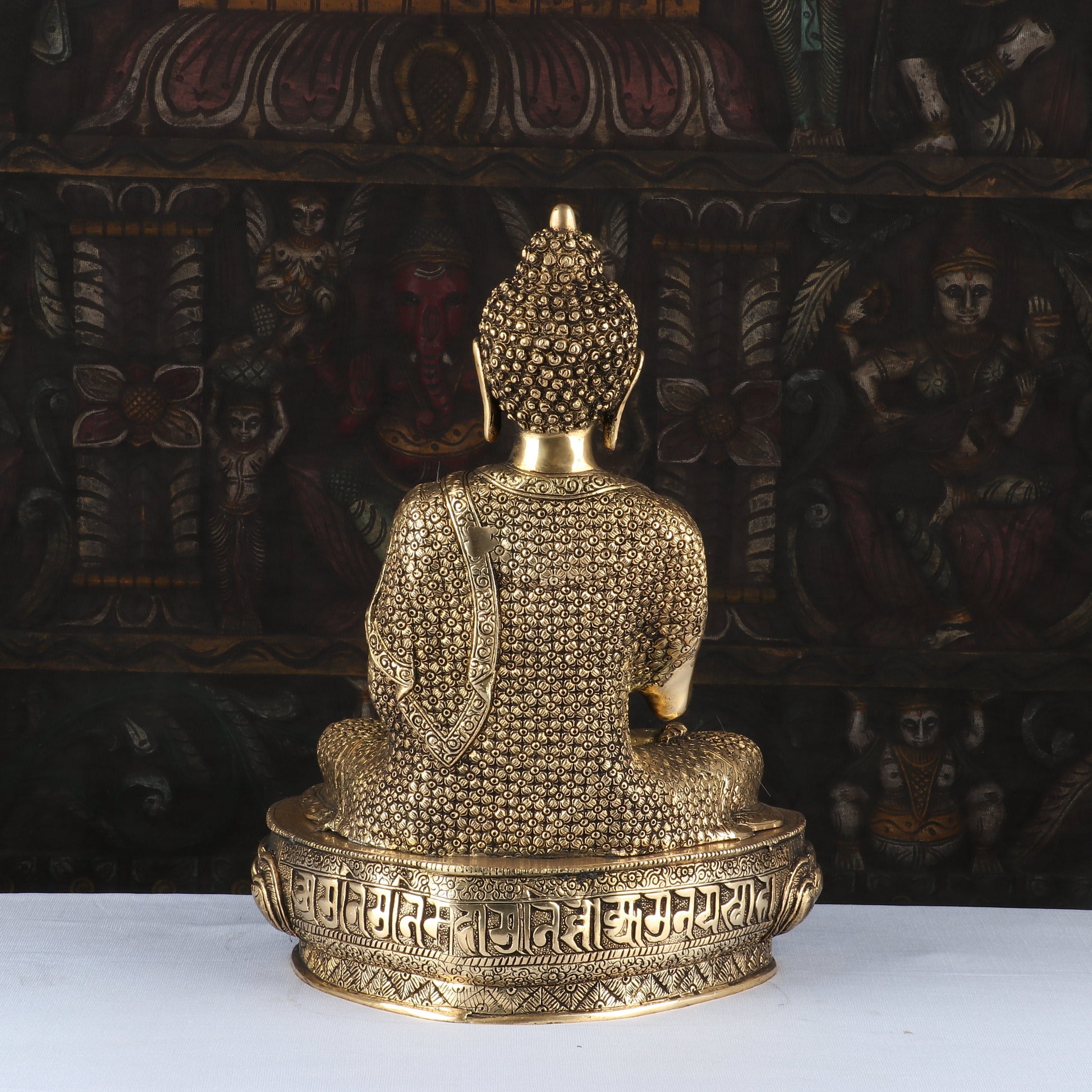Brass Buddha Idol Antique Finish For Home Decor Showpiece 16" - Image 6