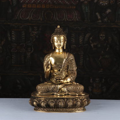 Brass Buddha Idol Antique Finish For Home Decor Showpiece 16" by vendor-unknown - Buddha