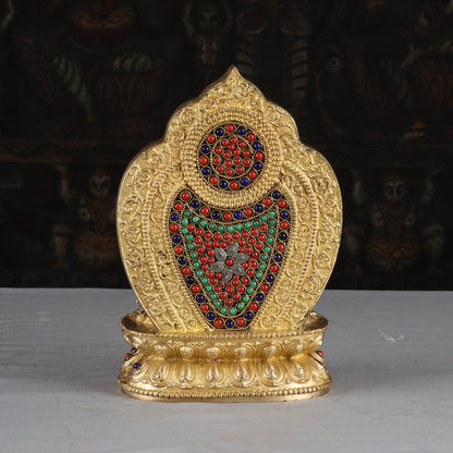 Brass Buddha Statue With Frame Stone Work For Home Decor Showpiece 10 Inch by vendor-unknown - Buddha (View 5)