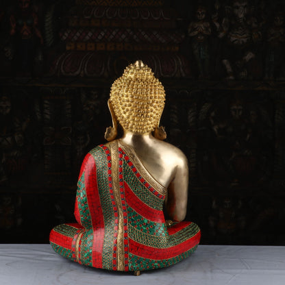 Brass Large Buddha Statue Stone Work For Home Decor Showpiece 20" by vendor-unknown - Buddha (View 6)