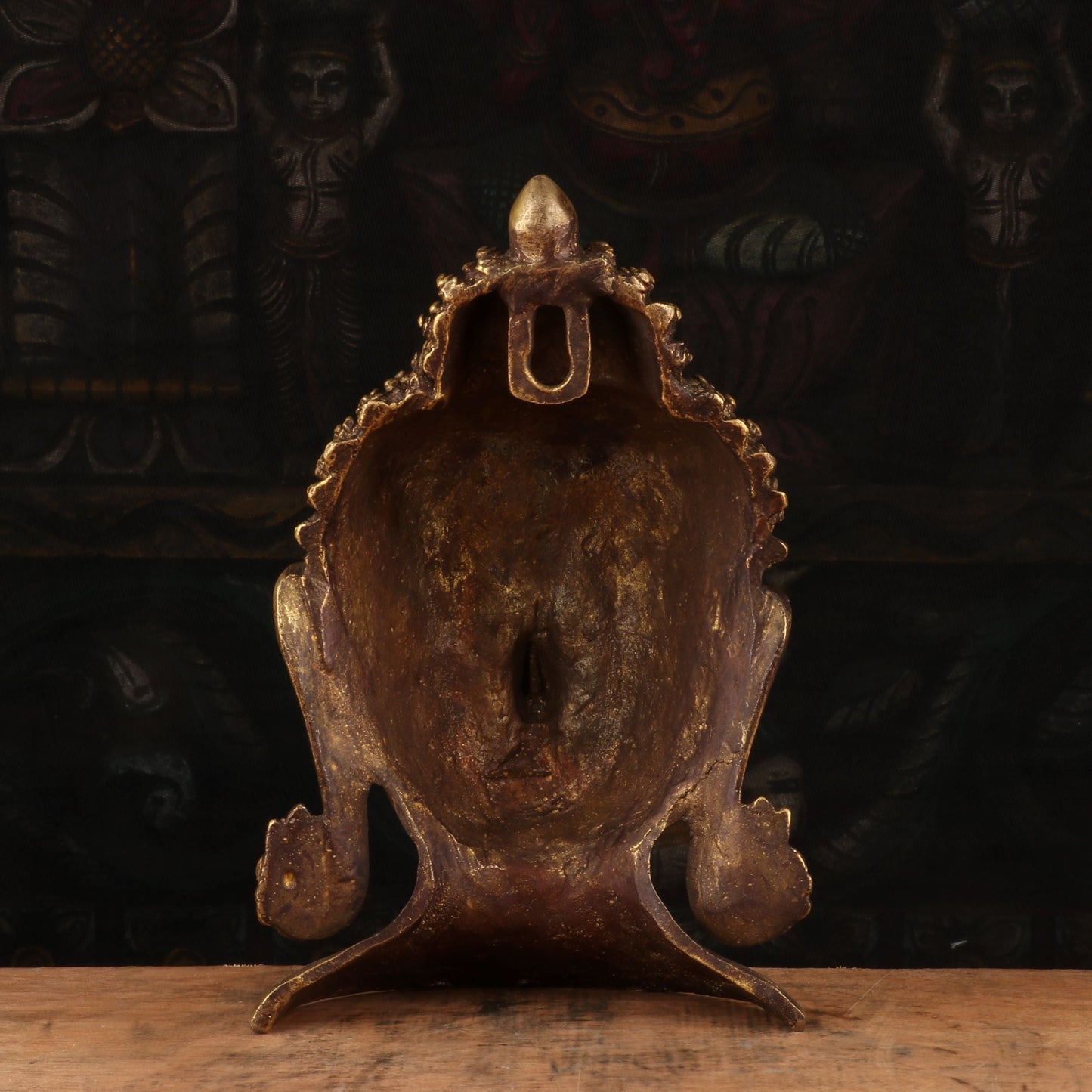 Brass Small Buddha Mask Wall Hanging Idol For Decor Showpiece 4"