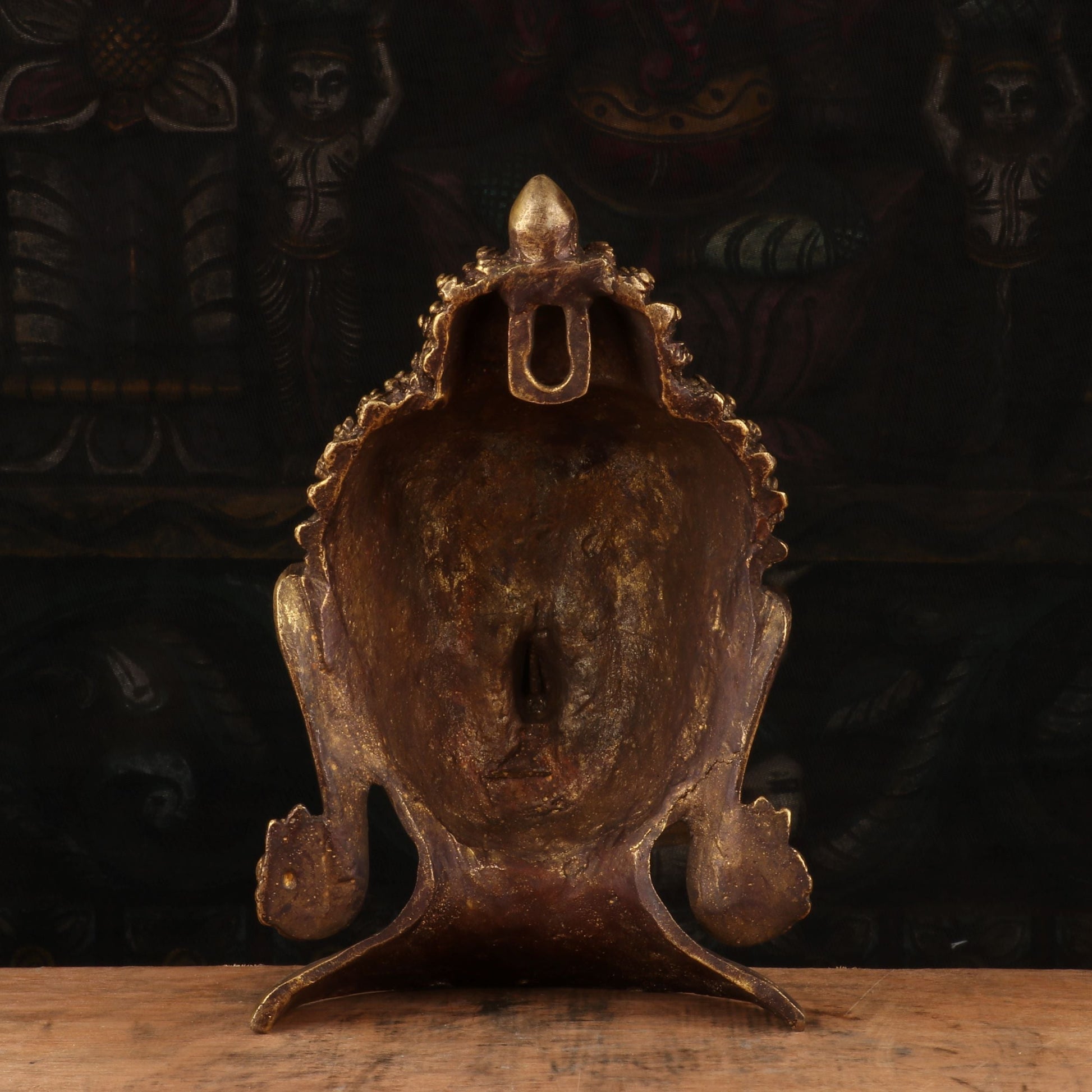 Brass Small Buddha Mask Wall Hanging Idol For Decor Showpiece 4" - Image 5