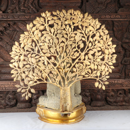 Brass Large Buddha Idol With Tree Antique Finished For Home Decor Showpiece 2 Feet by vendor-unknown - Buddha (View 5)