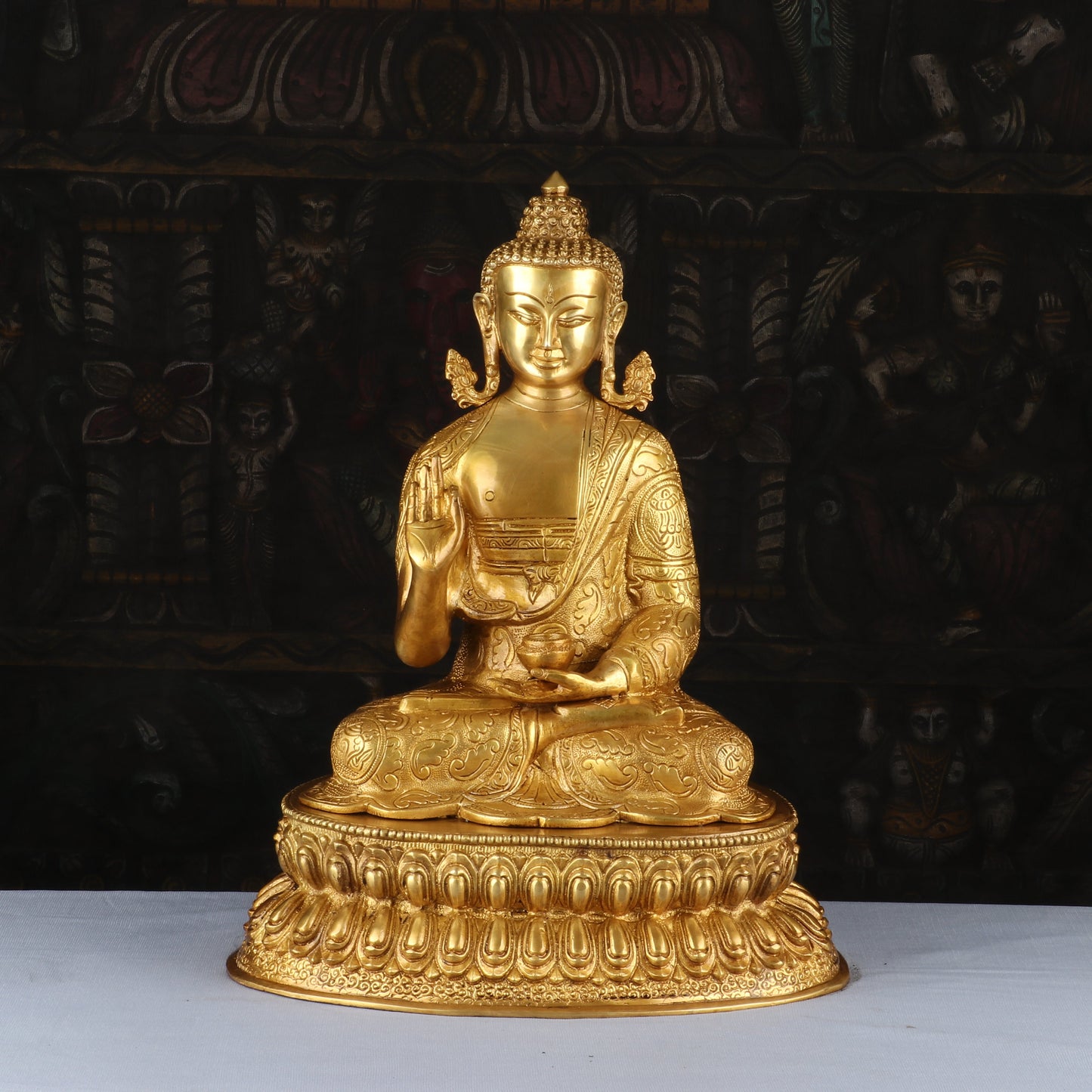 Brass Finely Crafted Blessing Buddha Statue Showpiece For Home Decor 16