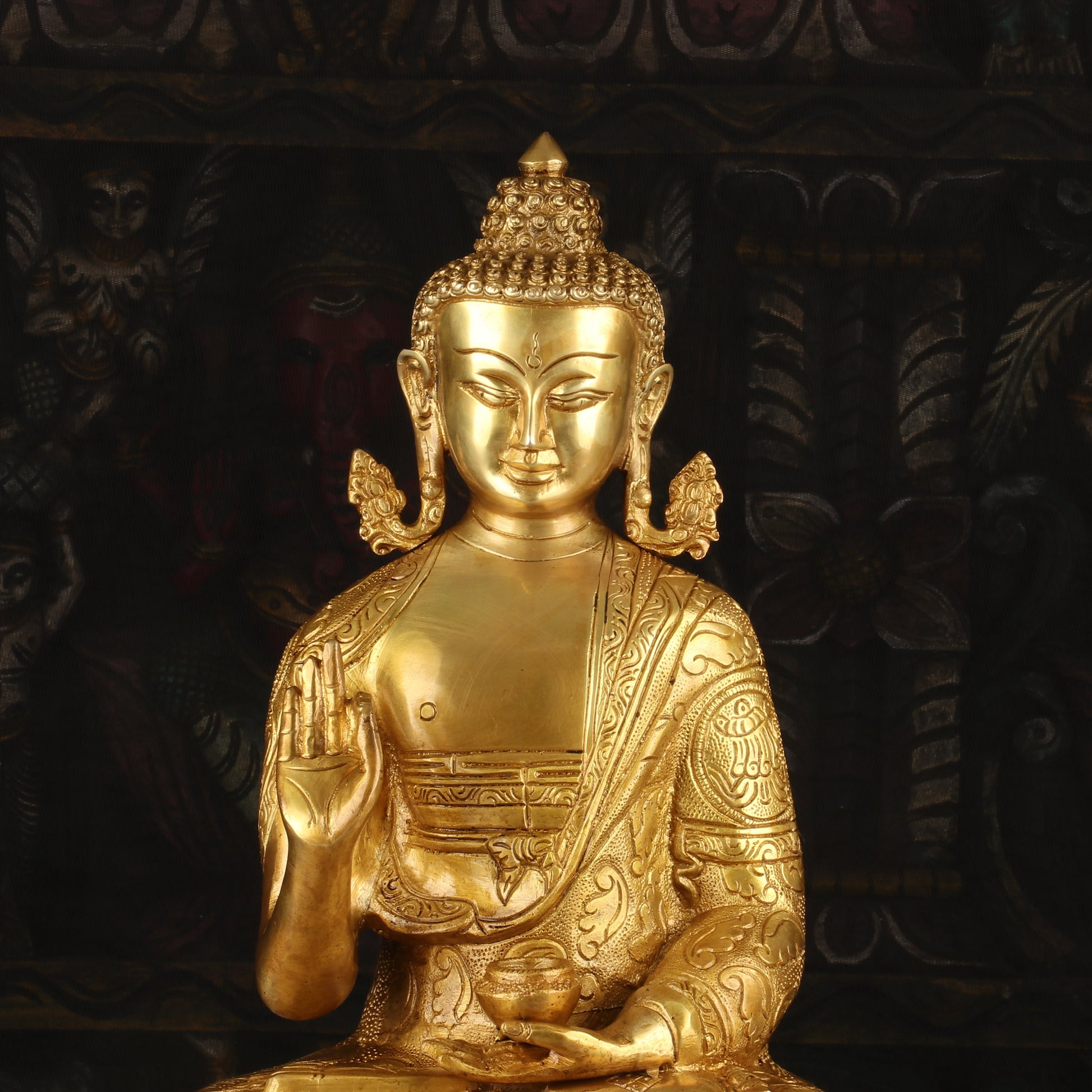 Brass Finely Crafted Blessing Buddha Statue Showpiece For Home Decor 16 - Image 3