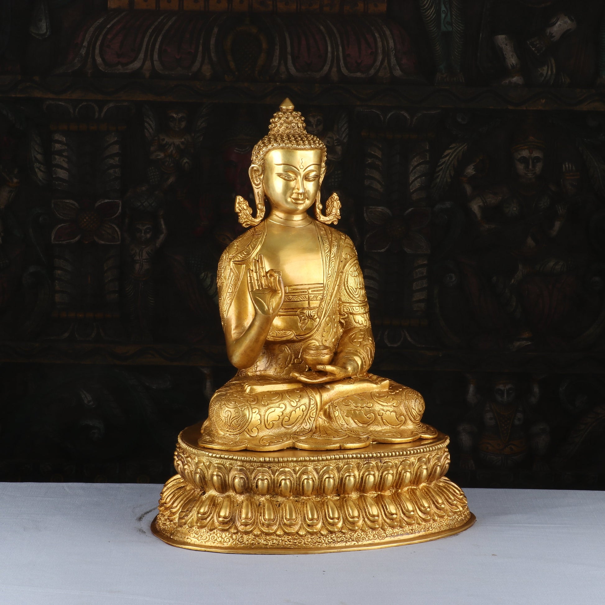 Brass Finely Crafted Blessing Buddha Statue Showpiece For Home Decor 16 - Image 4