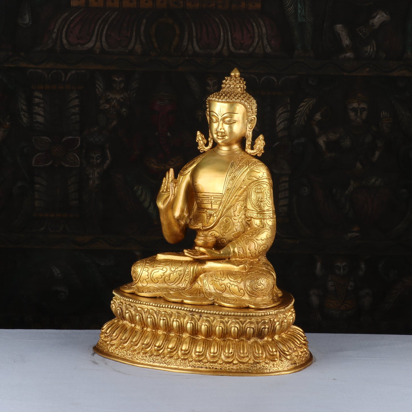 Brass Finely Crafted Blessing Buddha Statue Showpiece For Home Decor 16