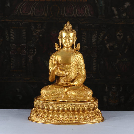 Brass Finely Crafted Blessing Buddha Statue Showpiece For Home Decor 16