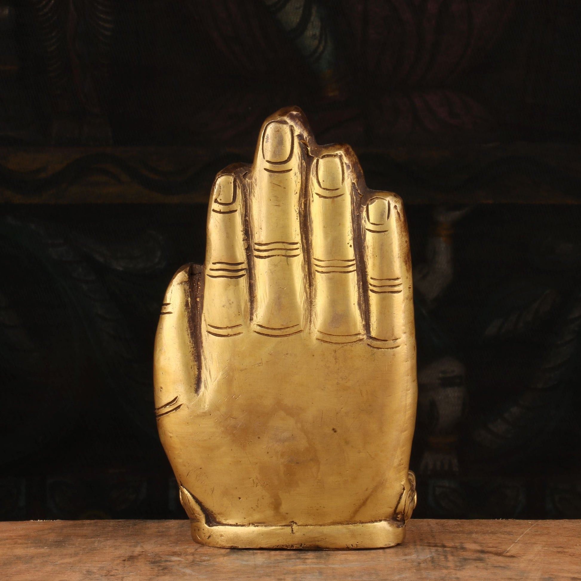 Brass Palm Buddha Idol Showpiece For Home Decor 6" - Image 5