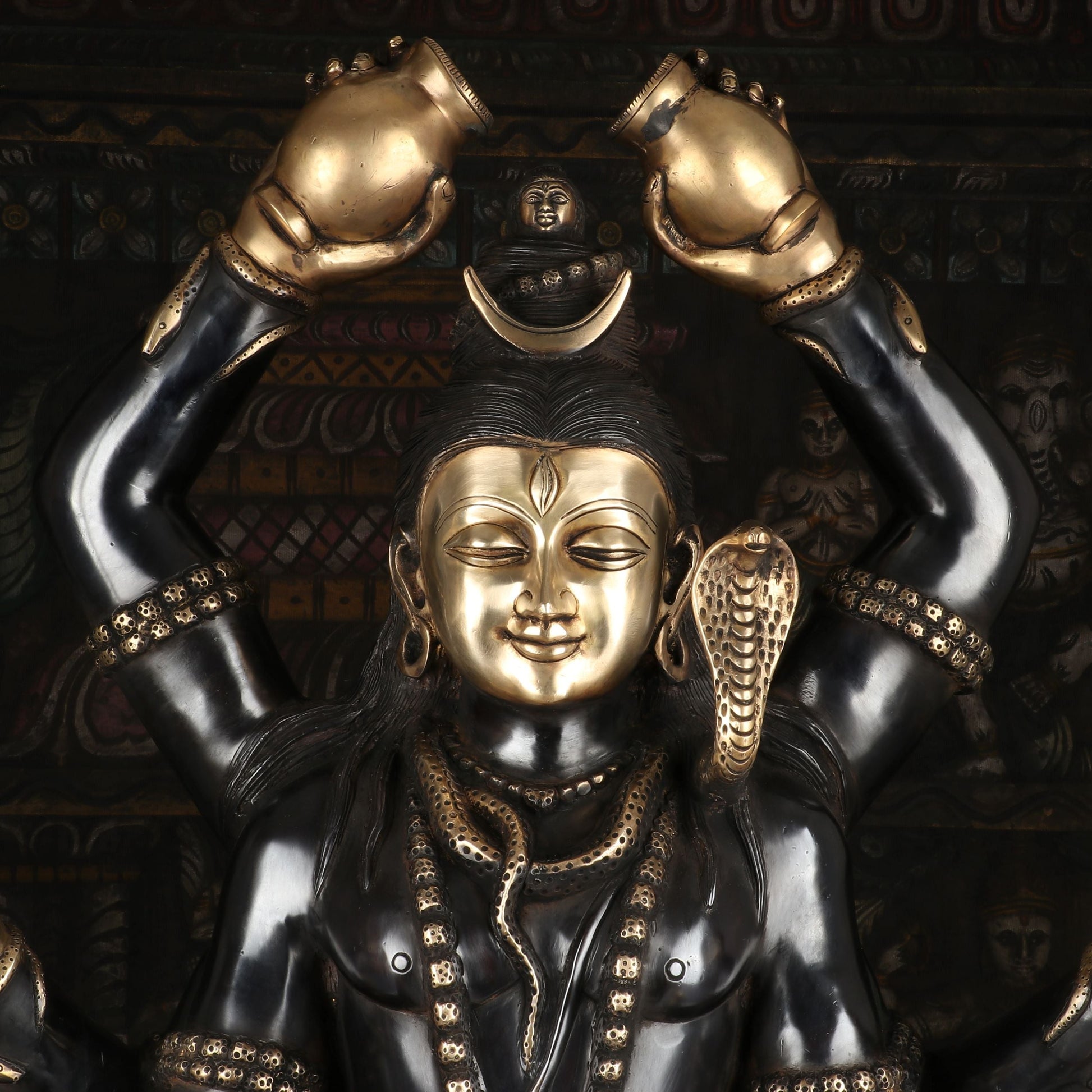 Brass Large Super Fine Lord Shiva Idol Vintage Black Finished For Home Decor 30" - Image 6