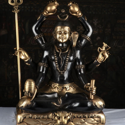 Brass Large Super Fine Lord Shiva Idol Vintage Black Finished For Home Decor 30" by vendor-unknown - Hindu Gods (View 2)