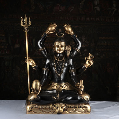 Brass Large Super Fine Lord Shiva Idol Vintage Black Finished For Home Decor 30" by vendor-unknown - Hindu Gods