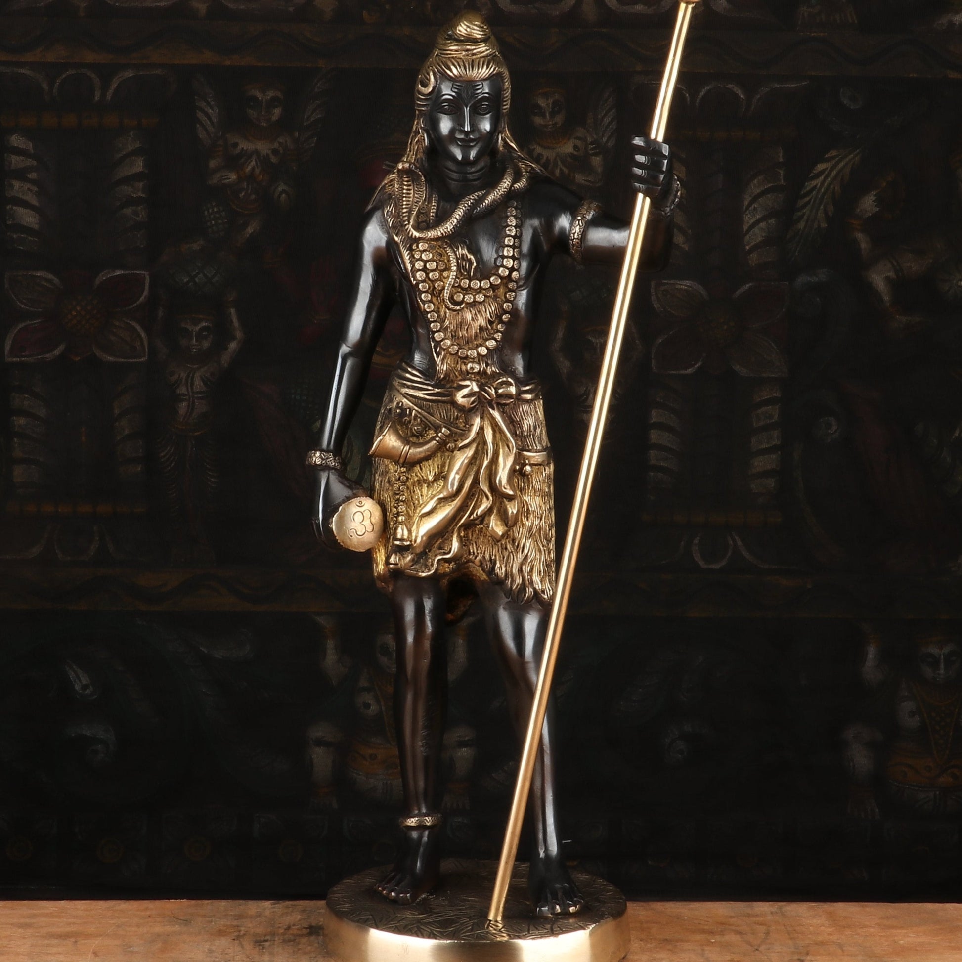 Brass Standing Lord Shiva Statue Mahadev Black Gold Finish For Home Decor 1.5 Feet - Image 2