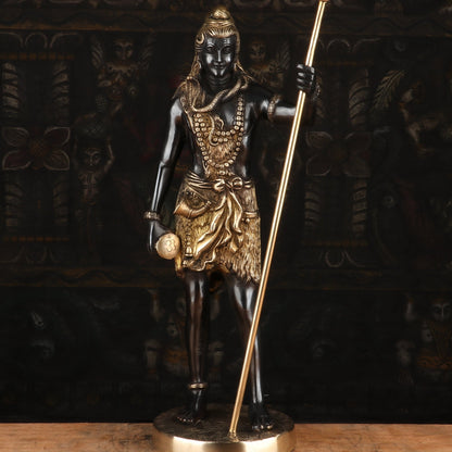 Brass Standing Lord Shiva Statue Mahadev Black Gold Finish For Home Decor 1.5 Feet by vendor-unknown - Hindu Gods (View 2)