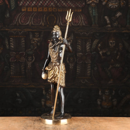Brass Standing Lord Shiva Statue Mahadev Black Gold Finish For Home Decor 1.5 Feet by vendor-unknown - Hindu Gods (View 4)