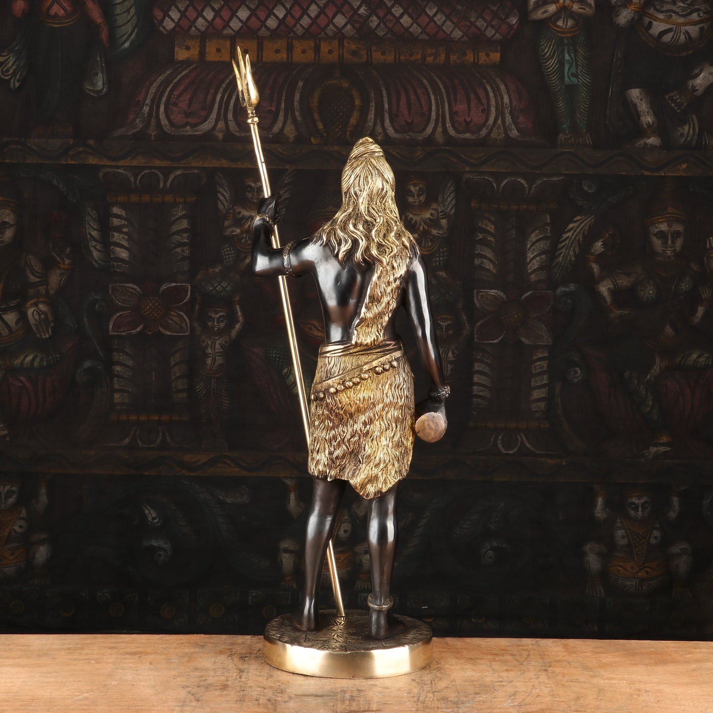 Brass Standing Lord Shiva Statue Mahadev Black Gold Finish For Home Decor 1.5 Feet