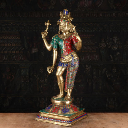 Brass Large Lord Shiva Ardhanarishawar Statue Stone Work For Decor 3 Feet by vendor-unknown - Hindu Gods (View 6)