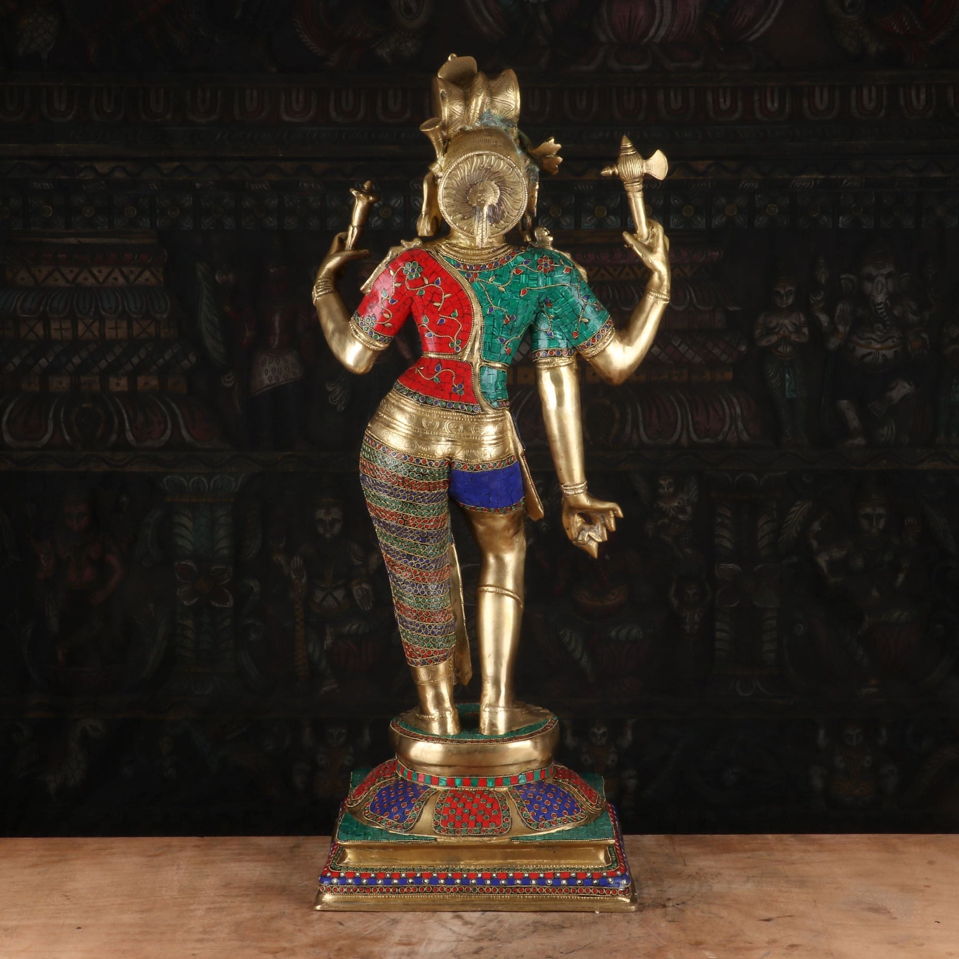 Brass Large Lord Shiva Ardhanarishawar Statue Stone Work For Decor 3 Feet - Image 8
