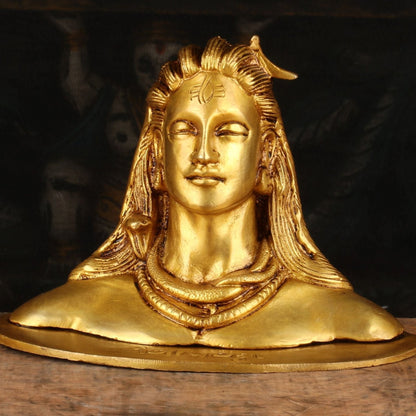 Brass Aadiyogi Shiva Bust Statue 4" by StatueStudio by vendor-unknown - Hindu Gods (View 2)