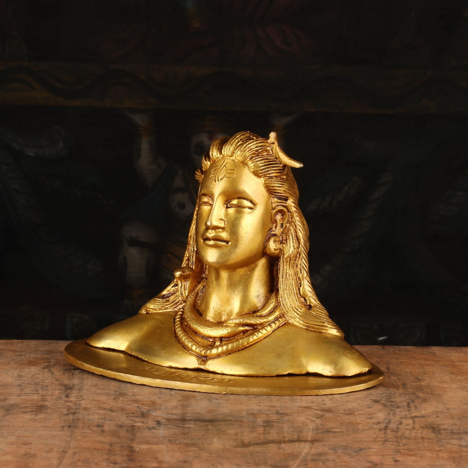 Brass Aadiyogi Shiva Bust Statue 4" by StatueStudio - Image 3
