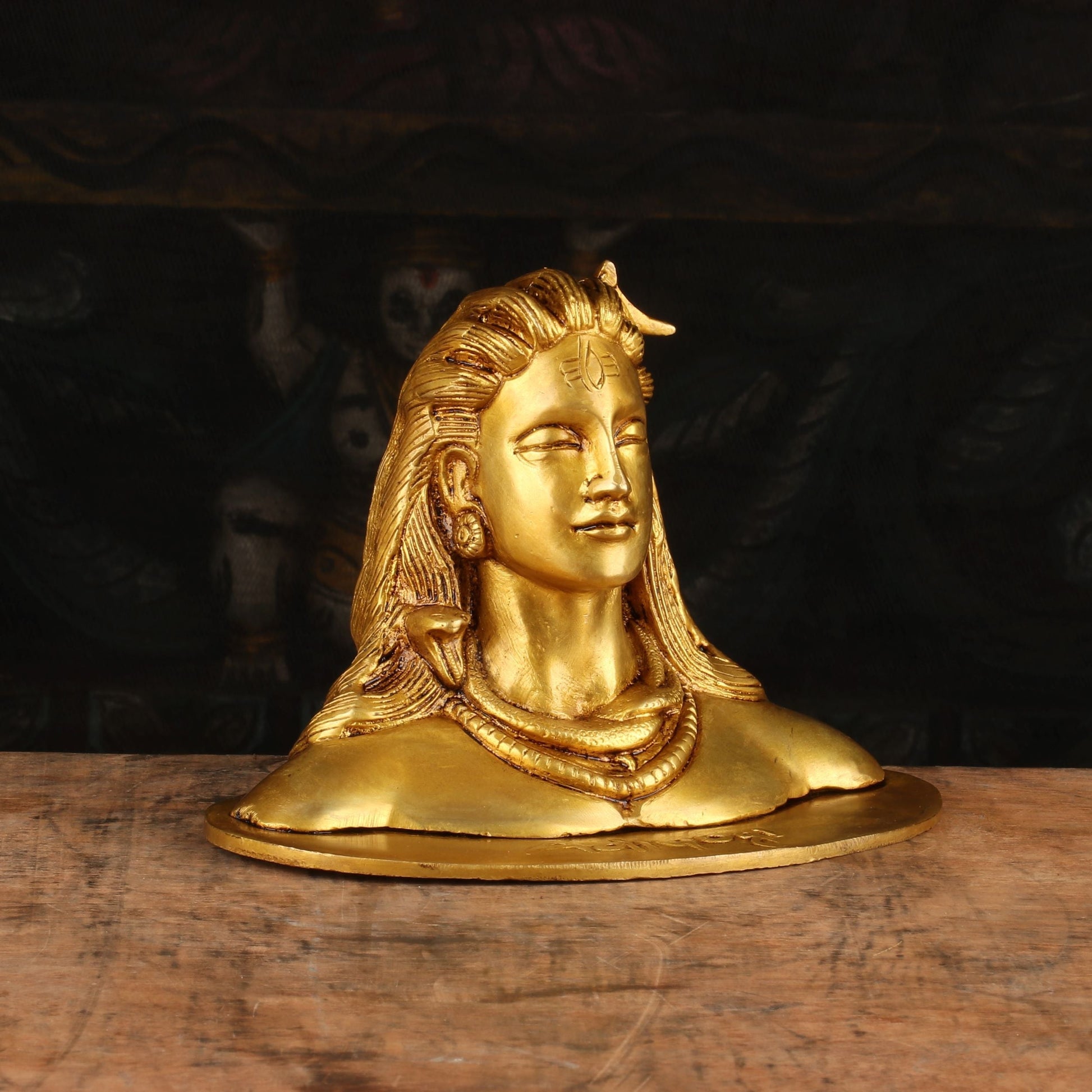 Brass Aadiyogi Shiva Bust Statue 4" by StatueStudio - Image 4