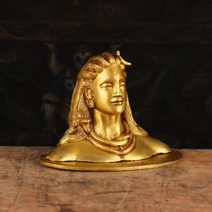 Brass Aadiyogi Shiva Bust Statue 4" by StatueStudio by vendor-unknown - Hindu Gods (View 4)