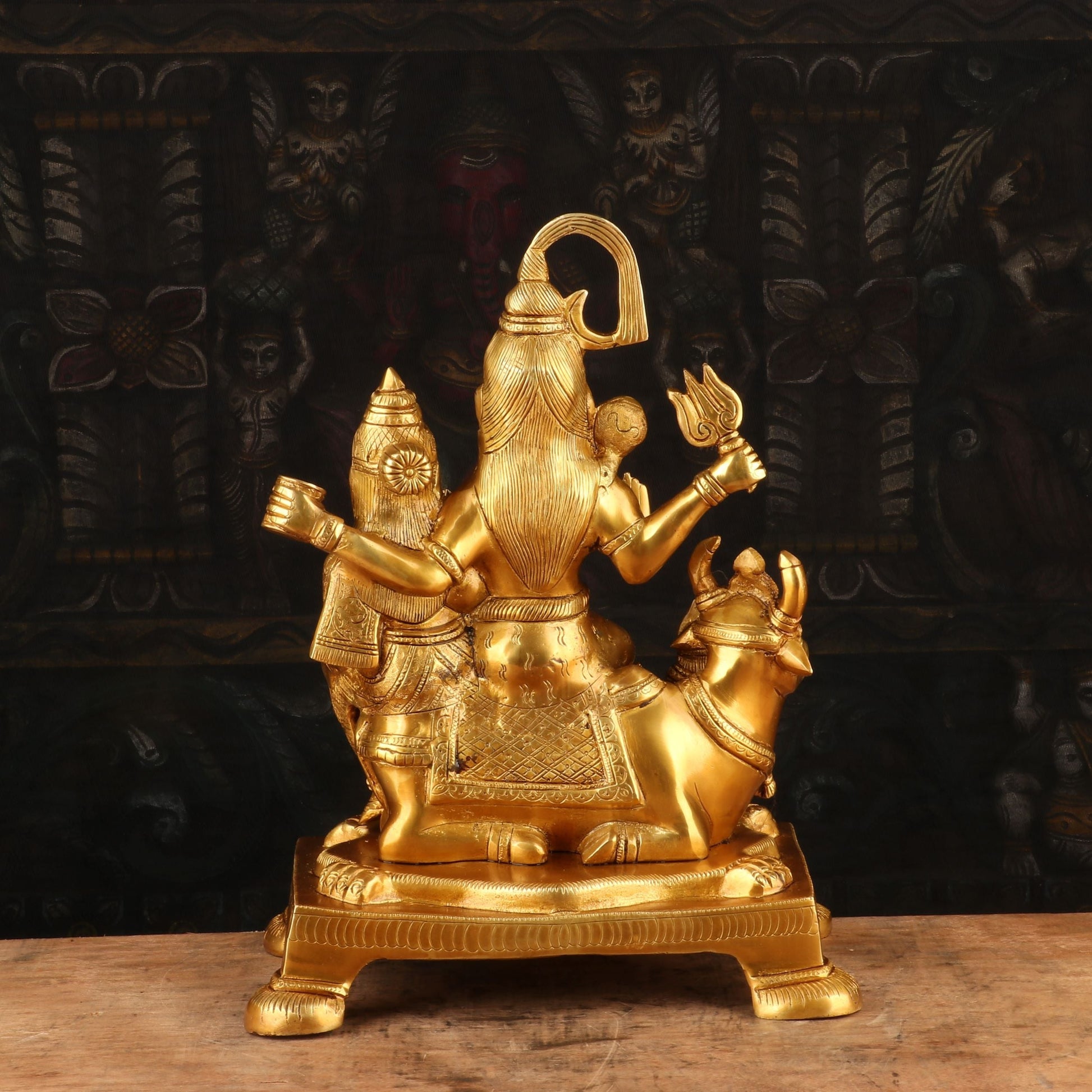 Brass Shiv Parivar Statue Sitting On Nandi For Home Decor 8" - Image 5