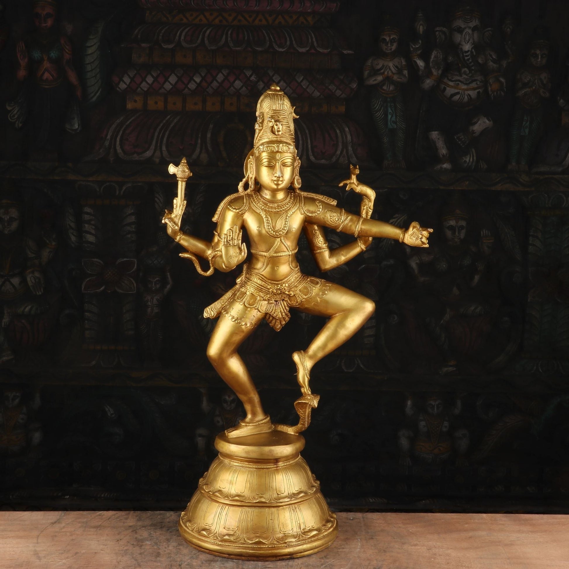 Brass Nataraja Statue Shiva Sculpture the Lord Of Dance Idol Decor Showpiece 22" - Image 2
