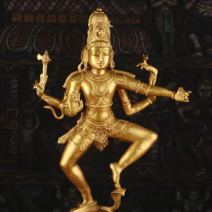 Brass Nataraja Statue Shiva Sculpture the Lord Of Dance Idol Decor Showpiece 22" by vendor-unknown - Hindu Gods (View 3)
