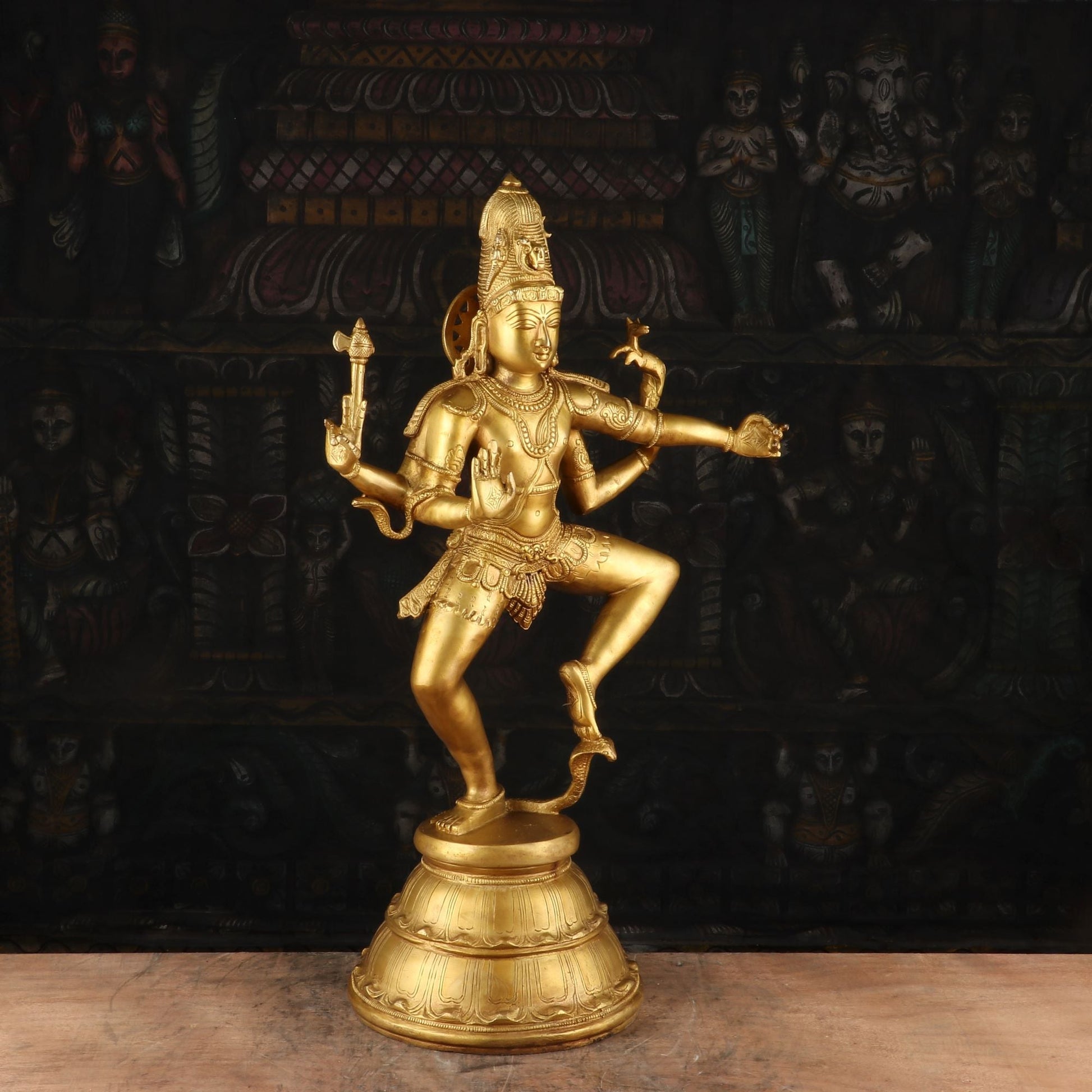 Brass Nataraja Statue Shiva Sculpture the Lord Of Dance Idol Decor Showpiece 22" - Image 4