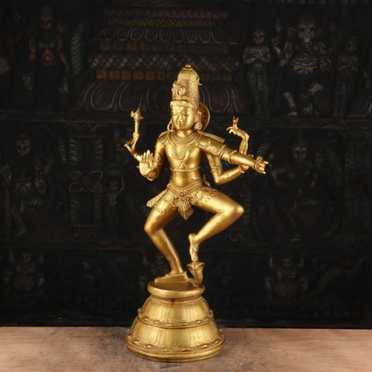 Brass Nataraja Statue Shiva Sculpture the Lord Of Dance Idol Decor Showpiece 22" by vendor-unknown - Hindu Gods (View 5)