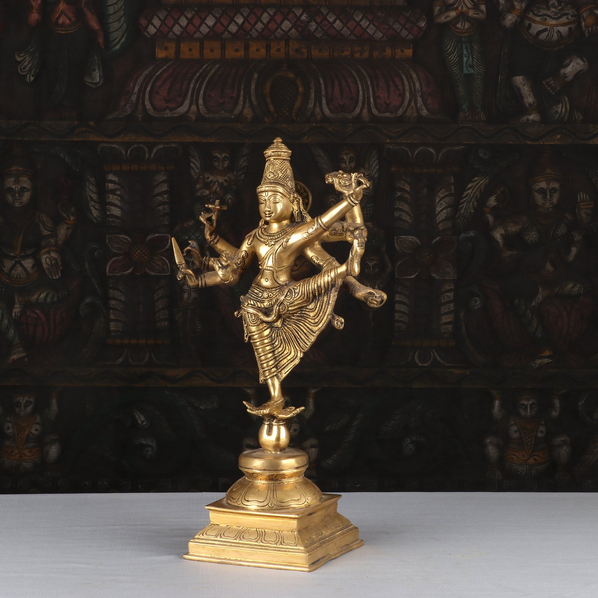 Artistic Brass Perumal Dancing Vishnu Avatar Vamana as Thirivikrama With 8 Arms 16 inch - Image 4